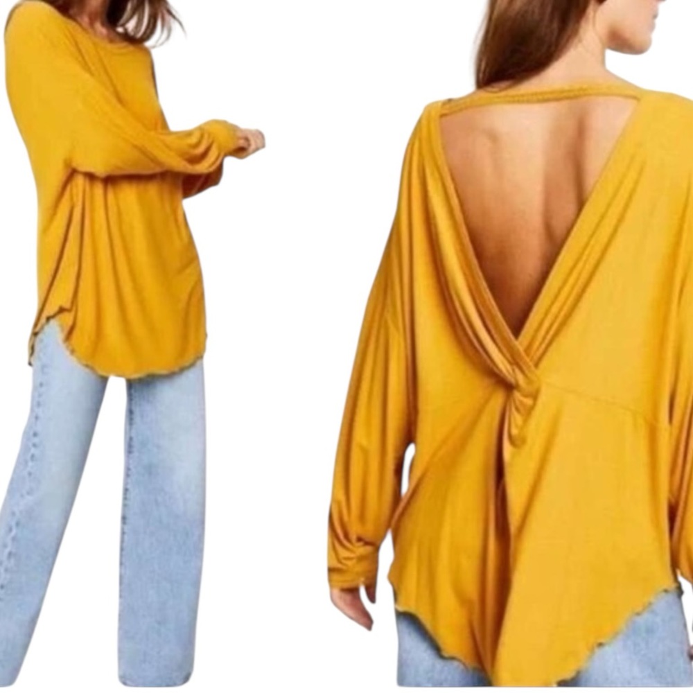 Free People Shimmy Shake Open Back Top Untamed Gold Size M